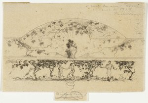 Jupiter and Alcmene and Nymphs and Satyrs on a Frieze Medallion, Study for Decoration of a Frame by Theodore Roussel