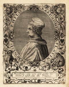 Bartolomeo Sacchi, Italian Renaissance writer by Theodore de Bry