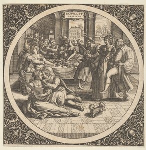 Scene with Galants at a Banquet in a Circle at Center