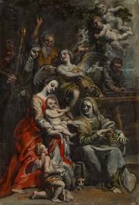 The Holy Family with Saint Anne, other Saints and Angels by Theodore van Loon