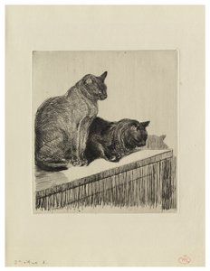 Two Cats on a Piece of Furniture by Théophile Alexandre Steinlen