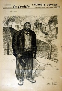 Drawing of a Poor Factory Worker Against an Industrial Landscape, by Alexandre Steinlen