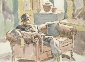 Walter Sickert seated on a sofa, c.1927