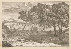 Arcadian Landscape with a Fisherman in a Boat (Suite of Landscapes)