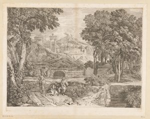 Arcadian Landscape with Two Men and a Fruit-Bearing Woman