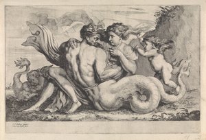 Siren and Triton (Mythological Figures) by Théodorus van Kessel