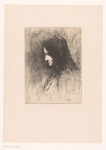 Bust of an Old Woman with Headscarf, Seen from the Side by Théodule Augustin Ribot