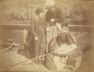 Group Portrait of Two Occidental Men and a Boy on a Boat in the Nile River