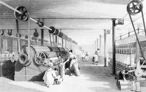 Carding, Drawing and Roving, engraved by J. Carter