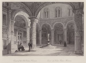 Court of the Old Palace, Florence by Thomas (after) Allom