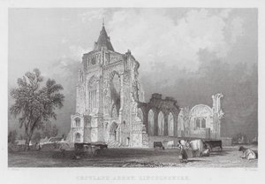 Croyland Abbey, Lincolnshire (engraving) by Thomas (after) Allom
