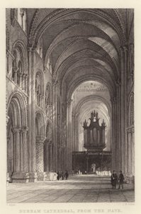 Durham Cathedral, from the Nave (engraving) by Thomas (after) Allom