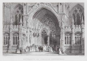 Entrance to Lincoln Cathedral by Thomas (after) Allom
