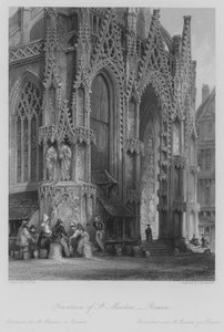 Fountain of St Maclou, Rouen (engraving) by Thomas (after) Allom
