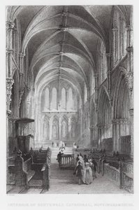 Interior of Southwell Cathedral, Nottinghamshire by Thomas (after) Allom