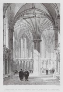 Interior of the Chapter House, Lincoln Cathedral by Thomas (after) Allom