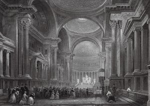 Interior of the Madeleine, Paris by Thomas (after) Allom