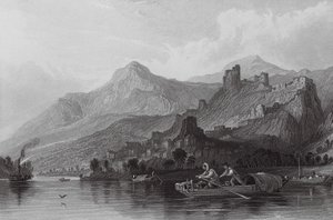 Rochemaure, on the Rhone (engraving) by Thomas (after) Allom