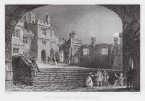The Court of Haddon Hall (engraving) by Thomas (after) Allom