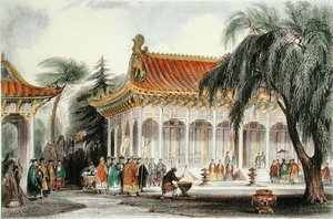 The Hall of Audience at the Palace of Yuen-ming-Yuan, Peking, c.1850 by Thomas (after) Allom