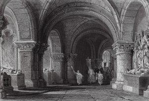 Tombs of the Kings in the Crypt of St Denis by Thomas (after) Allom
