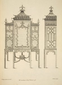 Design for a China Case, Published 1753 (Engraving) by Thomas (after) Chippendale