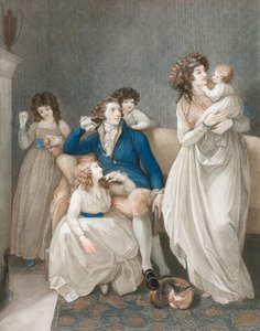 Late 18th early 19th century well-to-do family scene. by Thomas (after) Stothard
