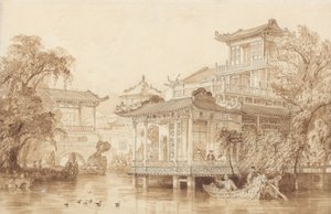 The House of a Chinese Merchant Near Canton by Thomas Allom