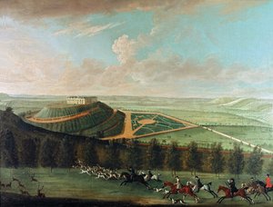 View of Belvoir Castle from the South West, with Belvoir Hunt in Full Cry, 1730