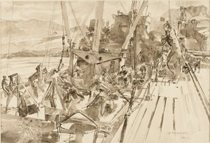 Unloading Coal, Hvitanes by Thomas Barclay Hennell