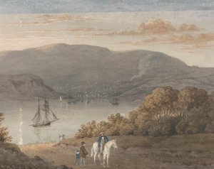 Port Louis from La Petite Montagne (Twilight) with a Rider and Figures in Foreground