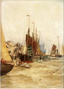 The First Boat in from Mackerel Fishing, Boulogne by Thomas Bush Hardy