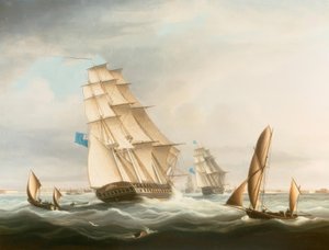 Squadron of the Blue off Portsmouth by Thomas Buttersworth