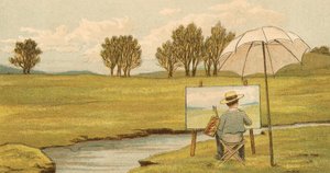 Home Life: Child Painting on the Estate Grounds by Thomas Crane