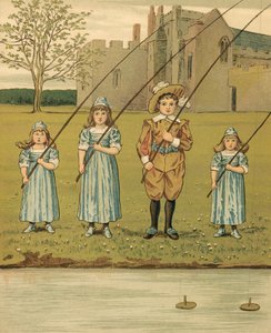 Home Life: Children Fishing in the River by Thomas Crane