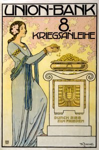 Austrian Fund Raising Campaign Union-Bank, 8th War Loan; Through Victory to Peace, pub. 1918