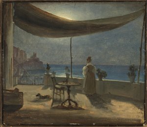 A Terrace in Amalfi in Moonlight by Thomas Fearnley