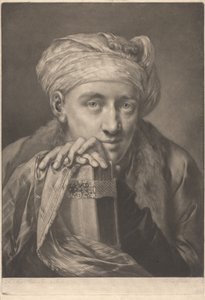 Portrait of a Man Wearing a Turban, Leaning on Book by Thomas Frye