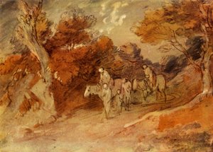 Figures and Horses in a Country Lane by Thomas Gainsborough