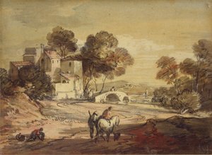 Italianate Landscape with Travellers on a Winding Road