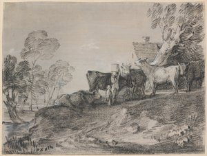 Landscape with Cattle by a Cottage by Thomas Gainsborough
