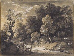 Wooded Landscape with Herdsman and Cattle, c.1775-80