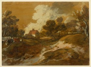 Wooded Landscape with a Cottage and Cows