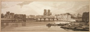 A Selection of Twenty of the Most Picturesque Views in Paris: View of Pont de la Tournelle, 1802 by Thomas Girtin