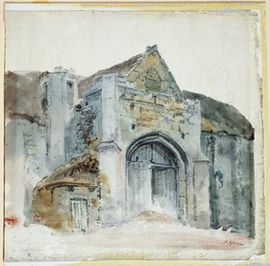 The Tithe Barn, Abbotsbury by Thomas Girtin