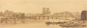 View of Pont de la Tournelle and Notre Dame Taken from the Arsenal: pl.11 by Thomas Girtin