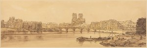 View of Pont de la Tournelle and Notre Dame Taken from the Arsenal: Plate 11 by Thomas Girtin