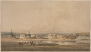 Village along a River Estuary in Devon by Thomas Girtin