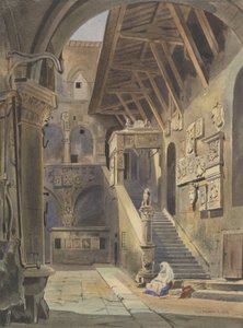 Court of the Bargello, Florence, 1839 by Thomas Hartley Cromek