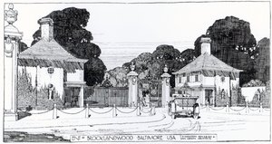 Entrance to Brooklandwood, Baltimore, USA, from Thomas Mawson